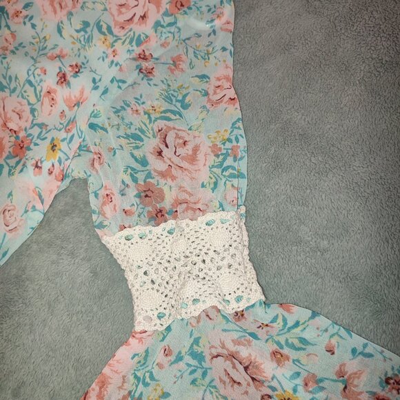 Size L Feathers Dress Flowy Summer Office School Midi Short No Waist Embroidery - Picture 5 of 10